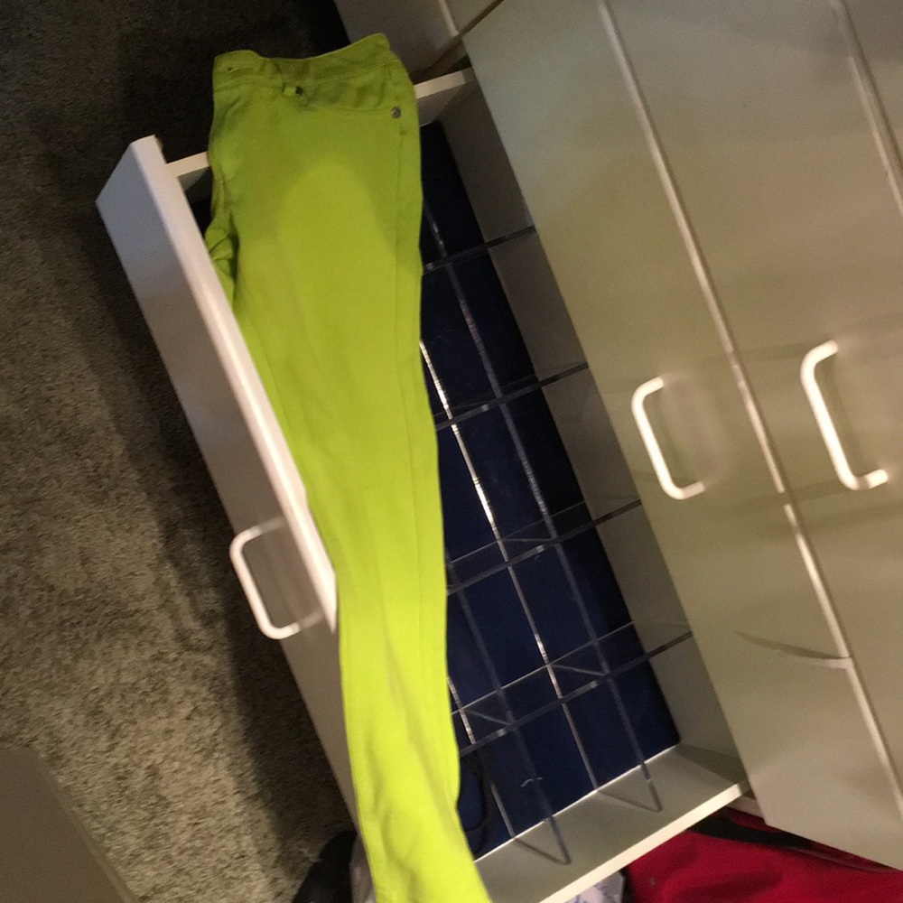 Lime green tight pants